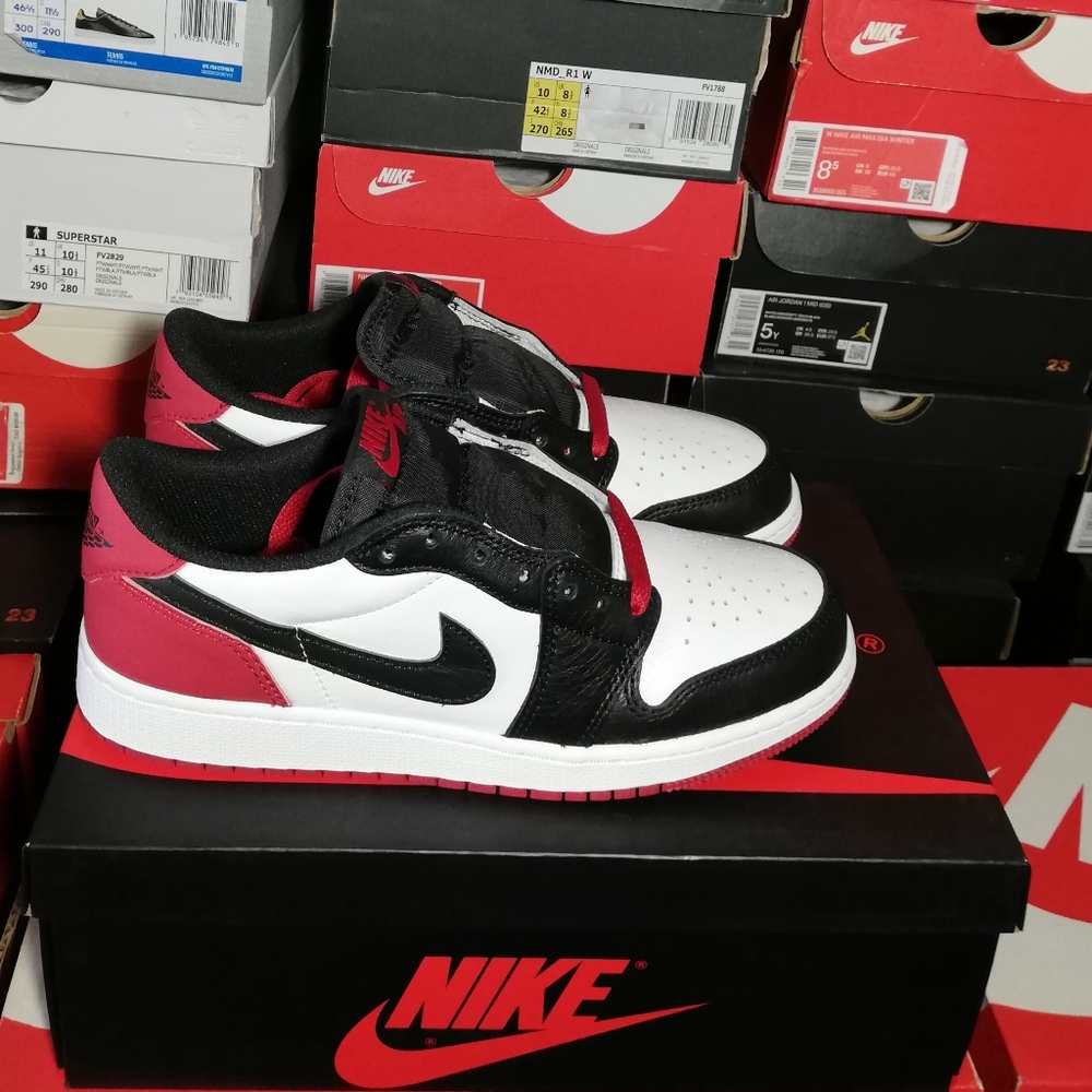Air Jordan 1 Retro Low White_black_Red Women's US SIZE 8 Brand New In Box
